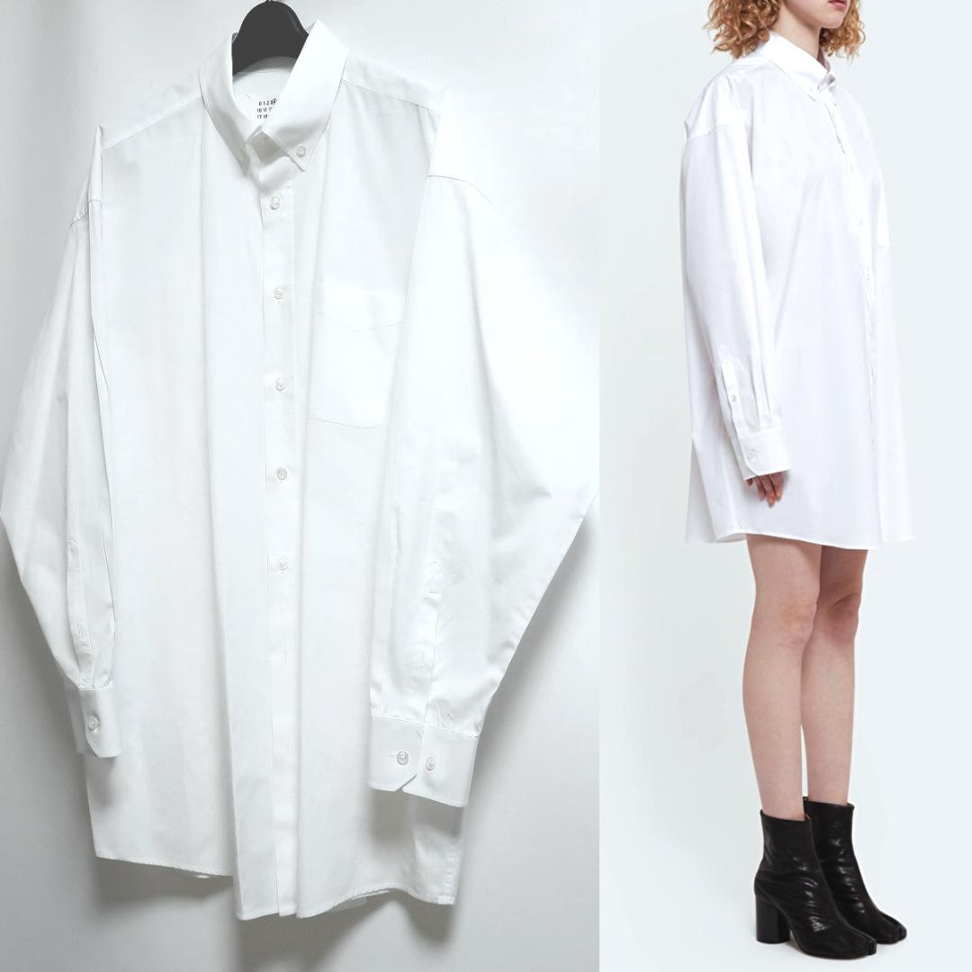 38 美品 メゾンマルジェラ コットン オーバーサイズ シャツ ワンピース