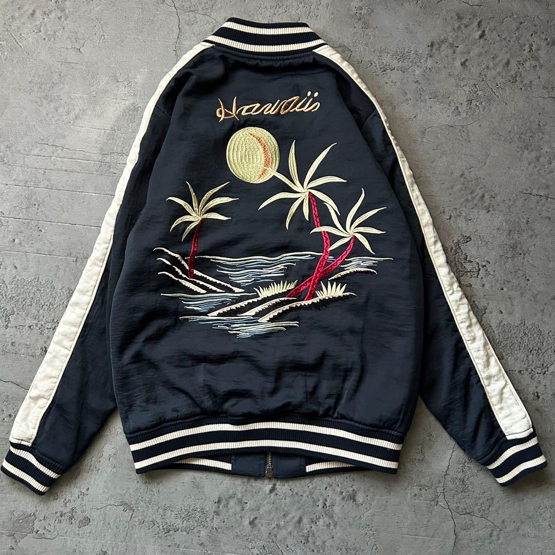 森星着用 刺繍 人気 スカジャン ネイビー ハワイ ローズバッド 森星着用 刺繍 人気 スカジャン ネイビー ハワイ ローズバッド