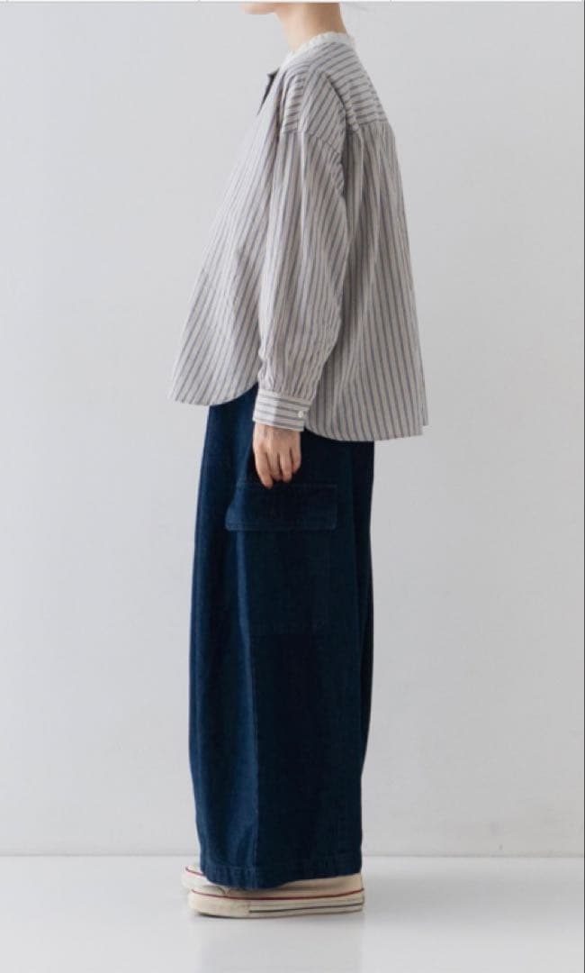 nestrobeネストローブ コットンストライププルオンシャツ