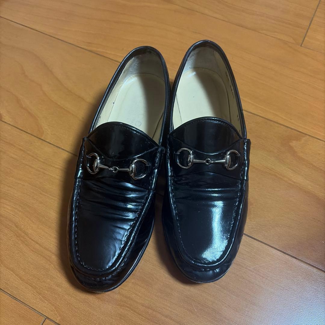 gucci ローファー　ビットローファー　23cm ブラック GUCCI (グッチ) ブラックレザー ラウンドトゥ ビットローファー