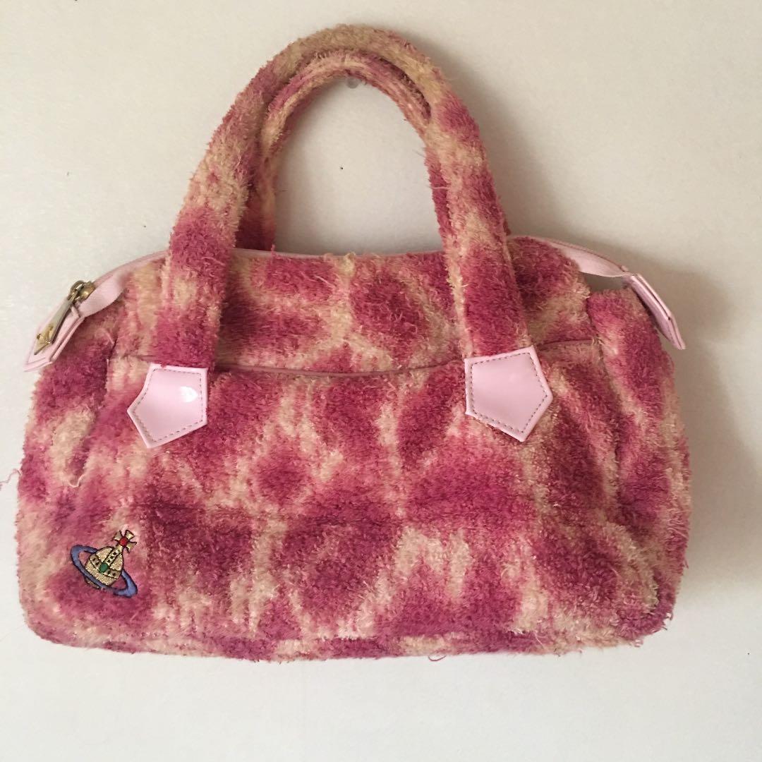 ヴィヴィアンウエストウッド ピンクレオパード パイル生地バッグ