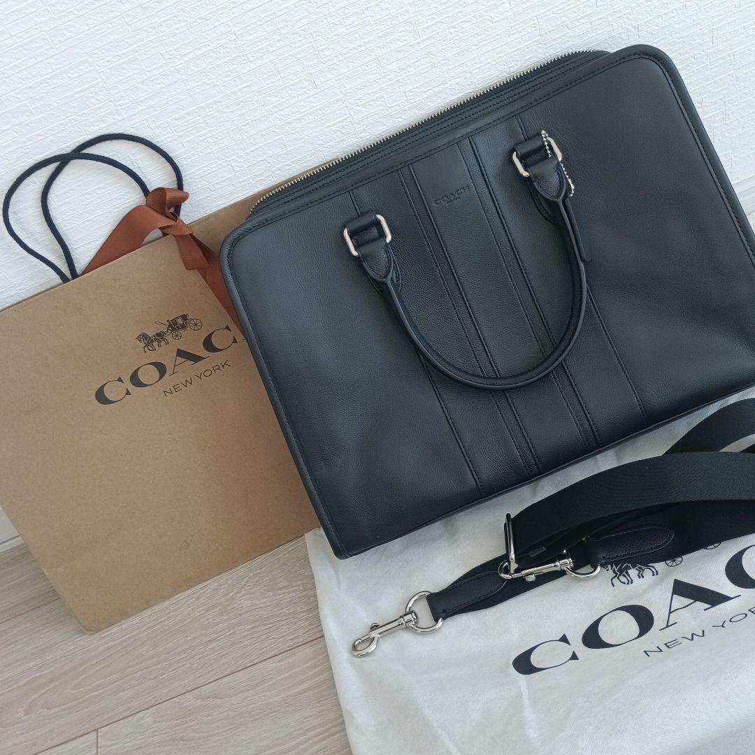 新品　COACH ブラックレザー ビジネスバッグ COACH（コーチ） ブリーフケース Theo Work Bag テオ ワーク CAK97