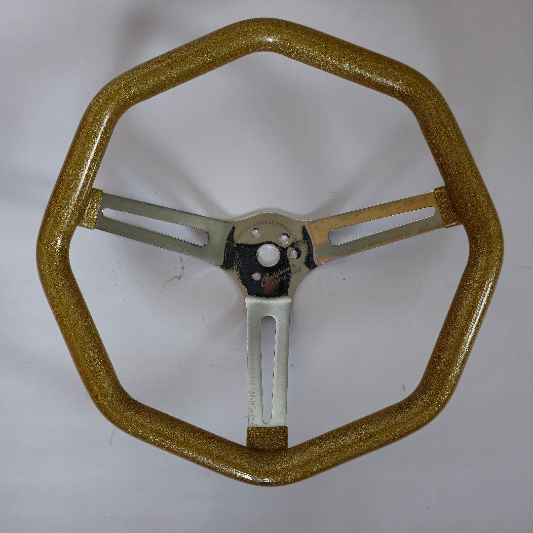 MOONEYES オクタゴン ステアリング 345mm ゴールド メタルフレーク