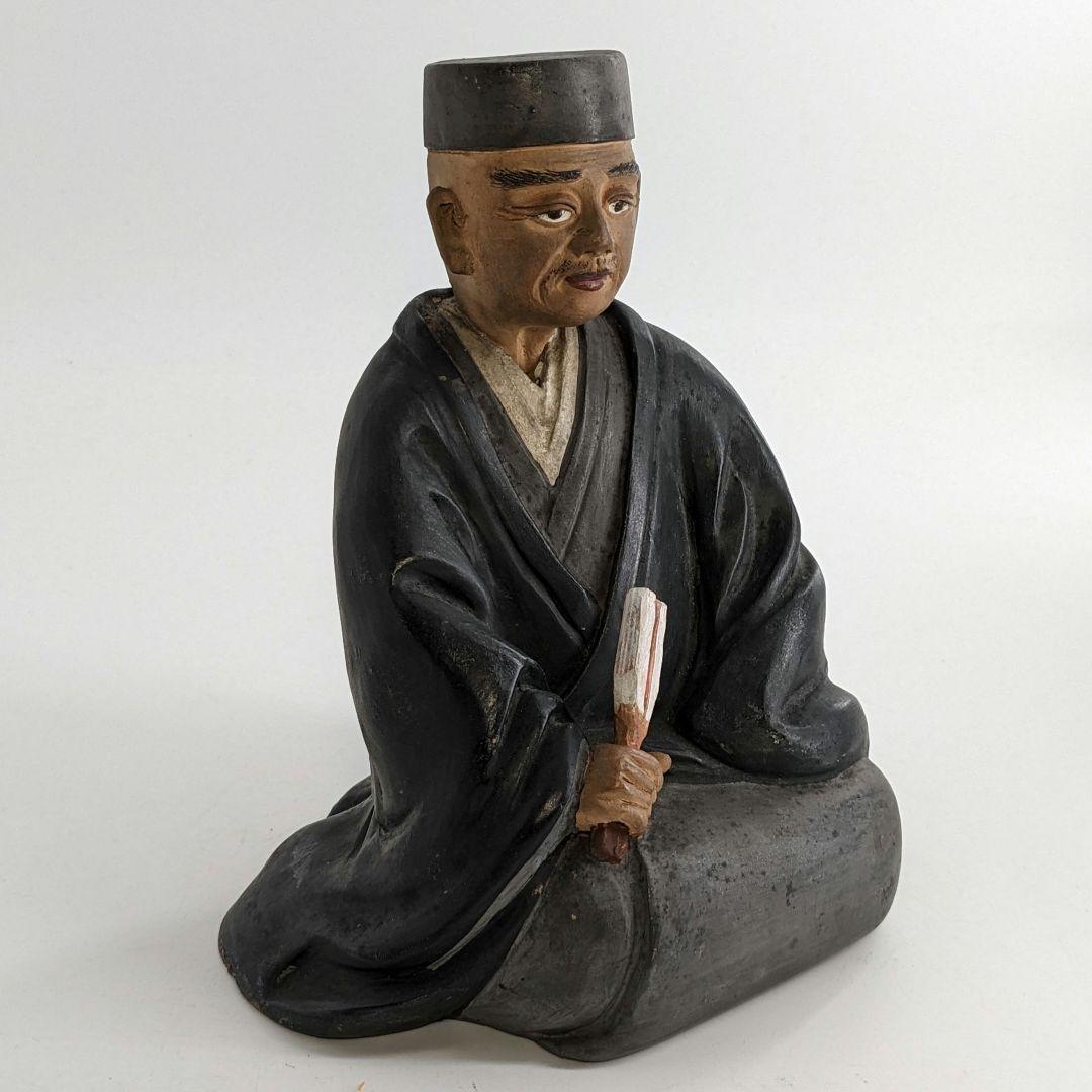 英昌堂泰山 京焼 千利休像 共箱合布 清水焼 陶器人形