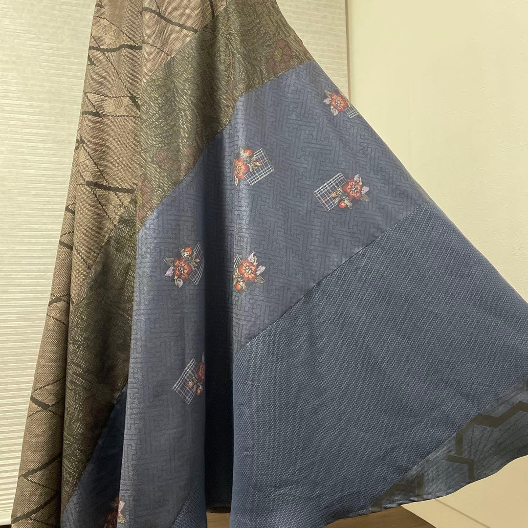 着物ワンピーステントラインロング丈《5》大島紬《龍郷柄7マルキ含む》や紬等L〜