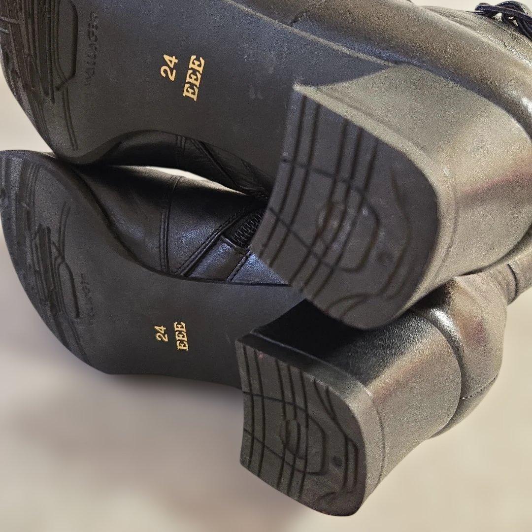 美品asics WALLAGE レースアップブーツ 24cm 3E サイドジップの通販は