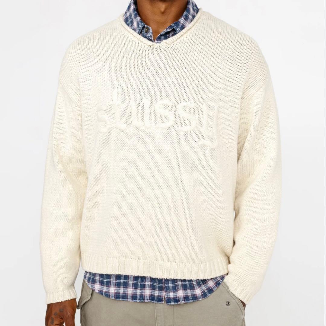 Stussy Embroidered V-Neck Logo Sweater - メルカリ