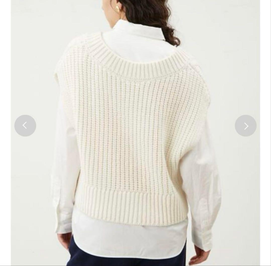 Mila Owen ミラオーウェン クロップドVネックケーブルニットベスト