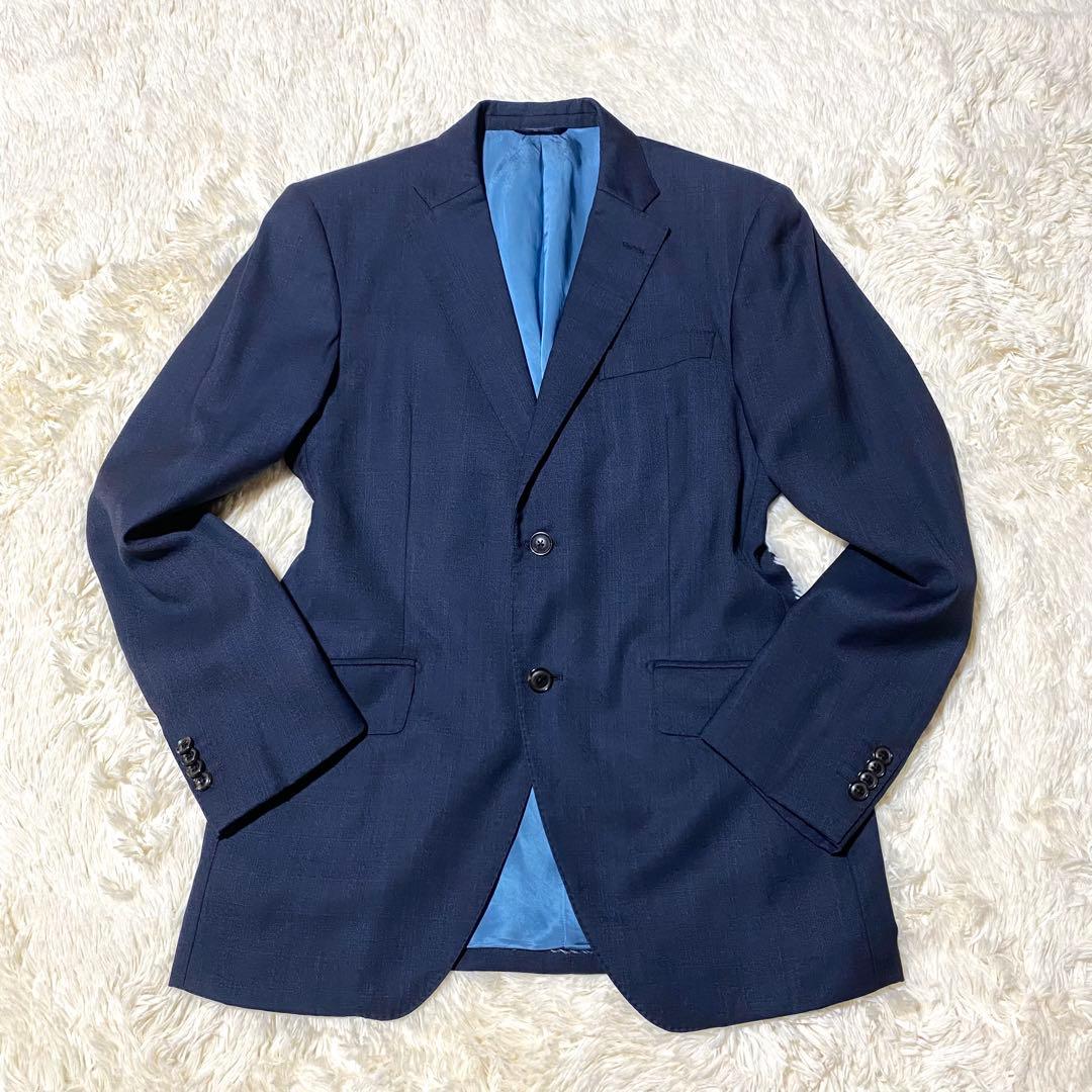 XL】麻布テーラー ロロピアーナ☆ビジネスジャケット☆濃紺 スーパー