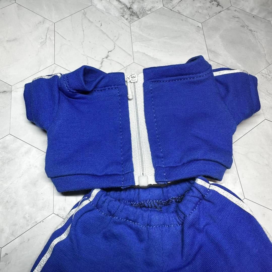 ぬいぐるみ用 ぬい服 セットアップ ジャージ 上下 20cm ブルー 青