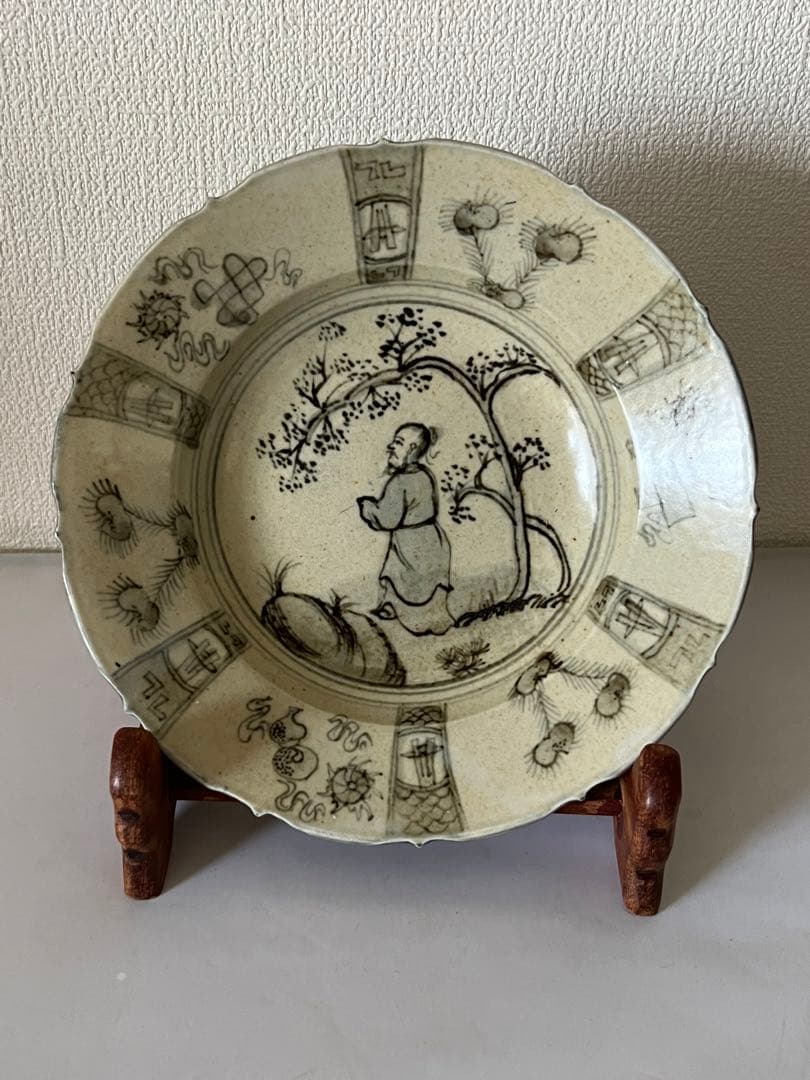 Hoa Hào 大明宣徳年人物花卉紋皿；西X-7 中国古美術 大明宣徳年人物花卉紋皿；西X-7 | 激安通販のイーサプライ