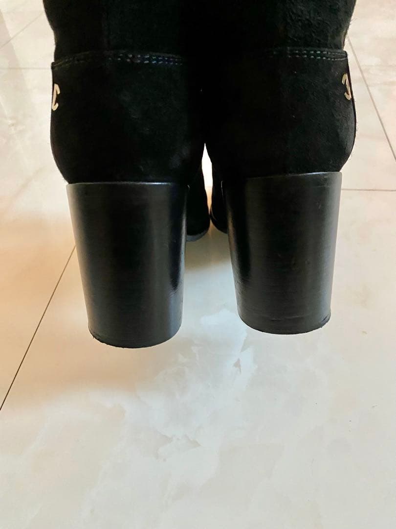 美品 シャネル ブラック ショート ブーツ 黒 38 24.5cm CHANEL