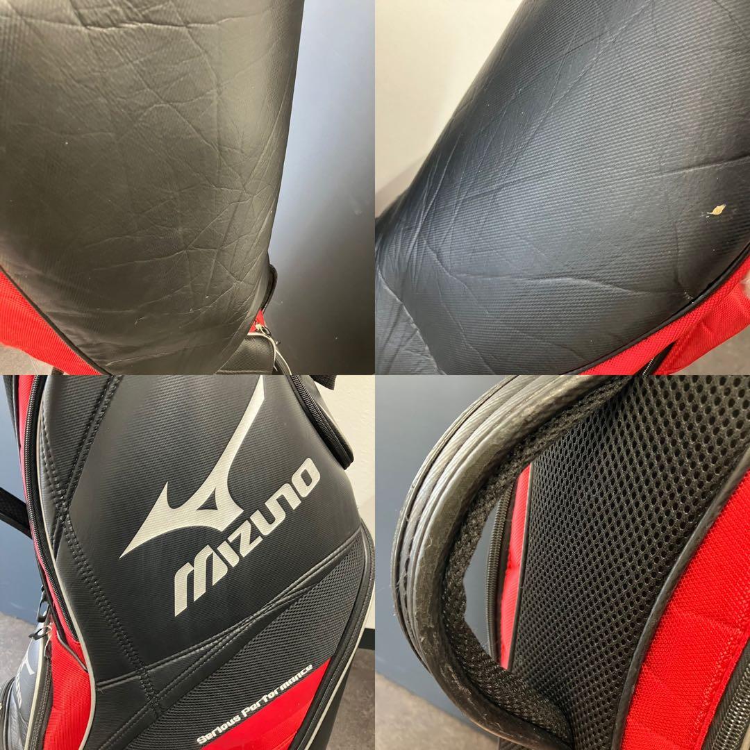 値下げ！ミズノ キャディバッグ ゴルフバッグ 黒 赤 - メルカリ