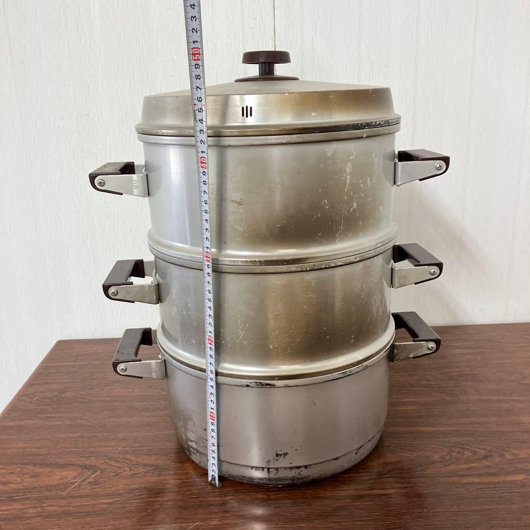 HNH ホクセイ アルミセイロ 3段 蒸し器 30㎝ 昭和レトロ - メルカリ