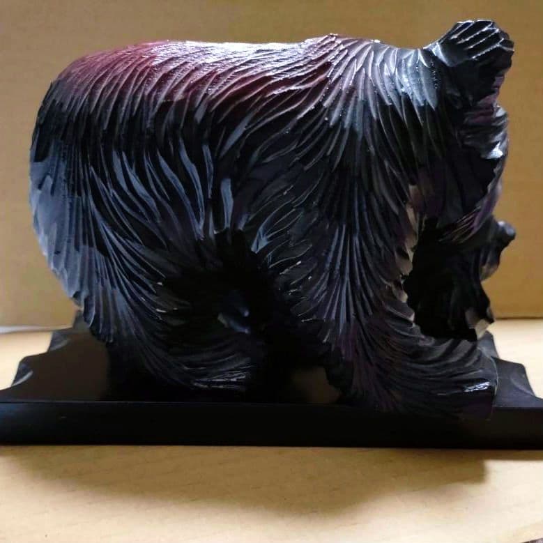 熊 クマの親子 木彫り置物 - メルカリ