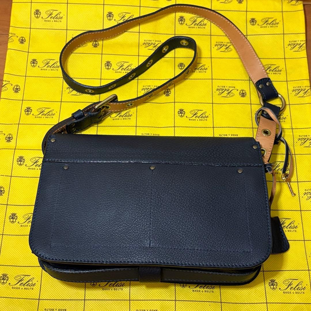 激レア！！【Felisi】 コレクションレザー ショルダーバッグ(ネイビー