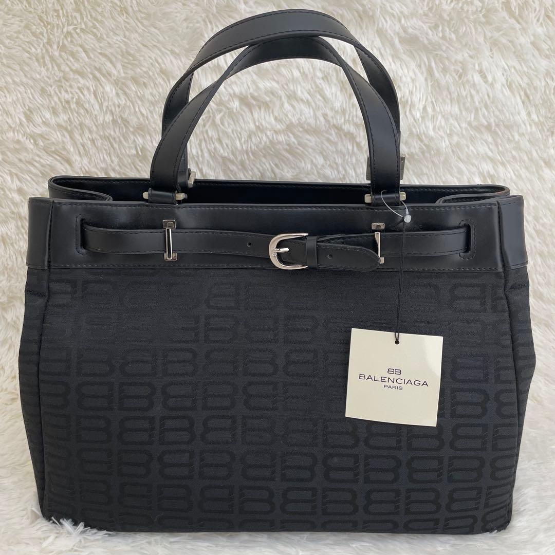 新品未使用 バレンシアガ トートバッグ BB柄 キャンバス レザー ブラックA4 広尾店】 バレンシアガ BALENCIAGA トレード BBロゴ XS 2WAY トート