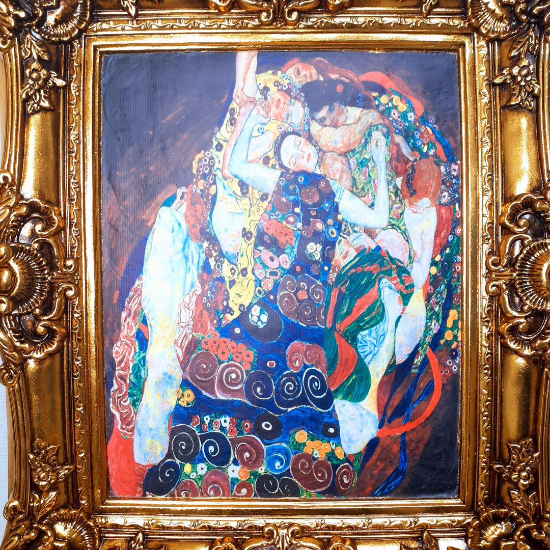 グスタフクリムト作画 TheMaiden 良質キャンバス 豪華 金箔額絵 - メルカリ