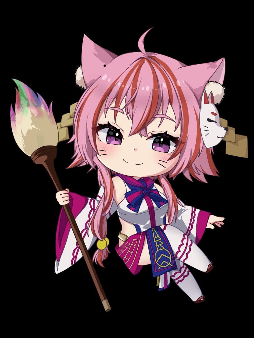 プロ手描き色紙 オリジナル猫耳キャラクター 声優ボイス おまけシール付き