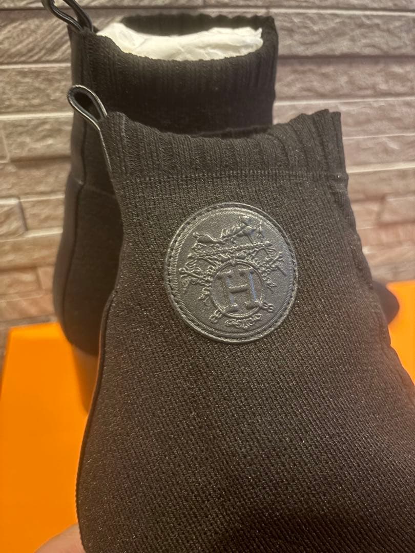 エルメス　ショートブーツ《ヴォルヴェール》 60黒 ニットブーツ　37