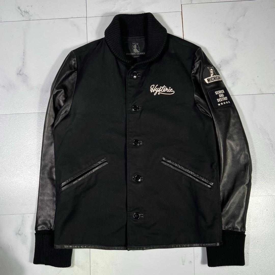 HYSTERIC GLAMOUR ヒステリックグラマー 袖レザー スタジャン M HYSTERIC GLAMOUR（ヒステリックグラマー）の「袖レザースタジャン