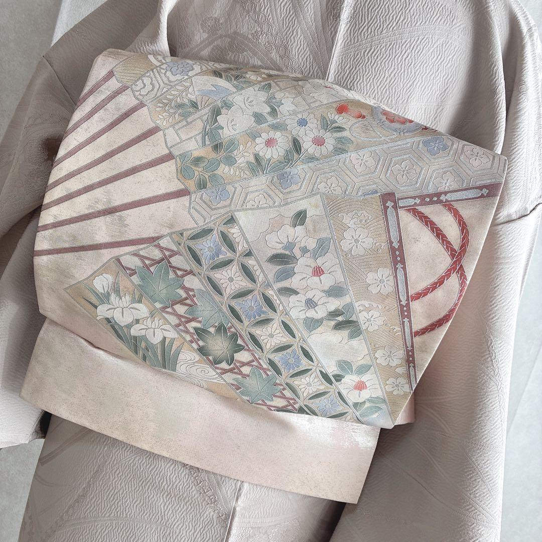 色無地 フルセット 着物 正絹 しつけ糸付き ホワイトグレー 一つ紋 G4