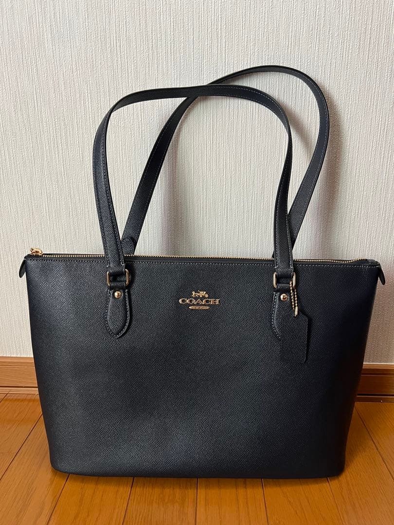 COACH ネイビーブルー レザー トートバッグ Negotiable 