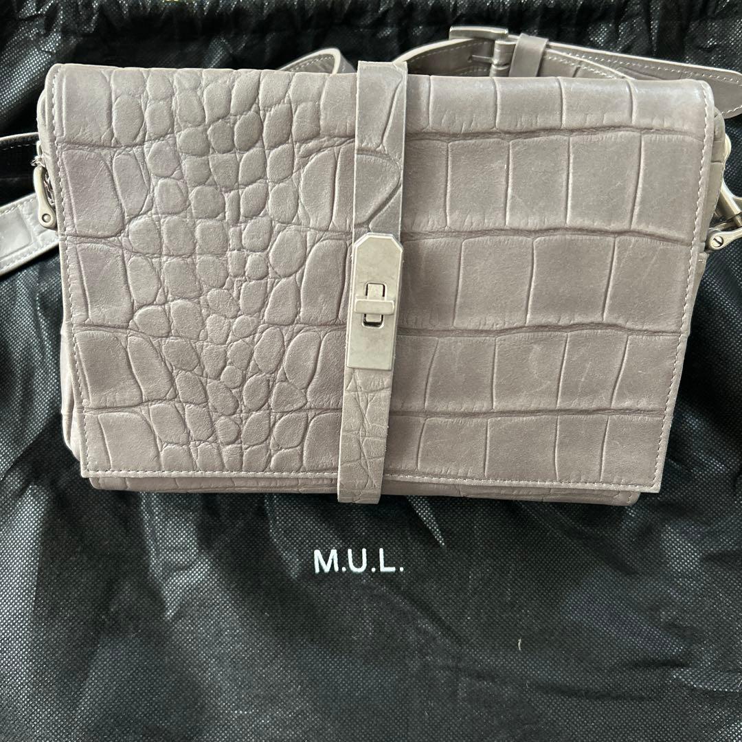 ⭐︎なお⭐︎M.U.L. エムユーエル　クロコダイル型押しショルダーバック ショルダーバッグ エムユーエル M.U.L. スクエアフラップトートM
