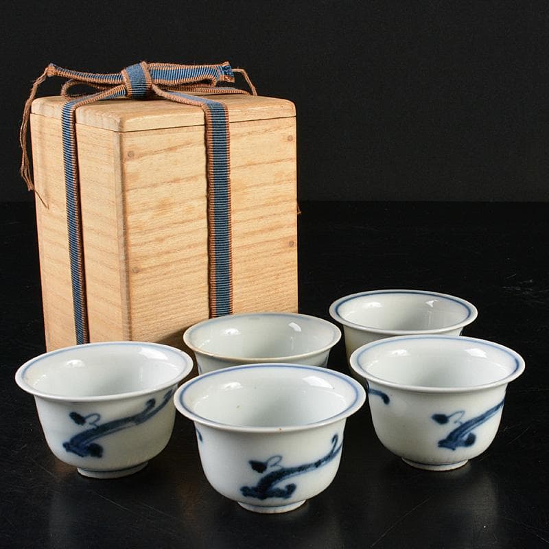 Myday公式　伊万里焼　古伊万里染付蔦文　煎茶器　五客　V　R6093 錦古伊万里 | 和陶オープン | 業務用食器卸カタログ【ときわ会】