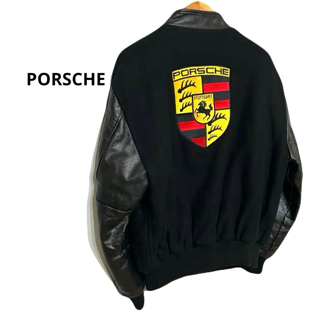 激レア Porsche ポルシェ スタジャン ウールレザー ジャケット