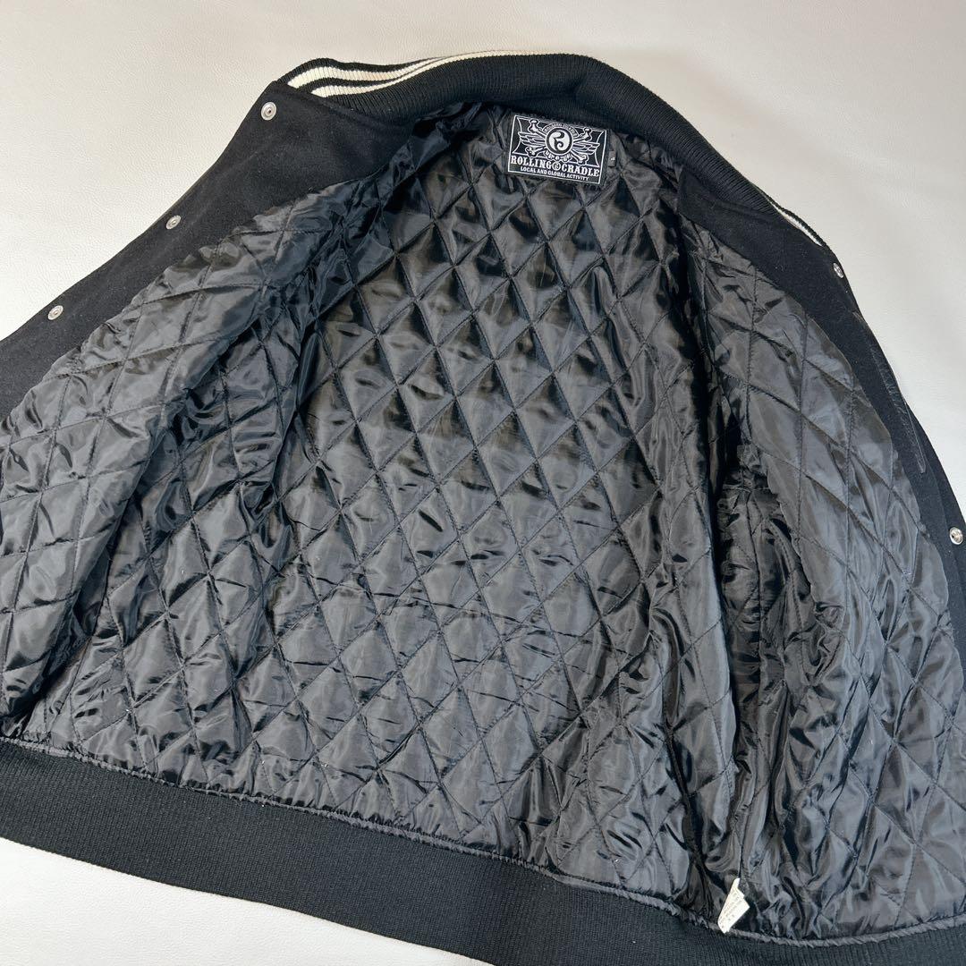 美品 ROLLING CRADLE スタジャン ブラック L デカロゴ 希少 ROLLING CRADLE