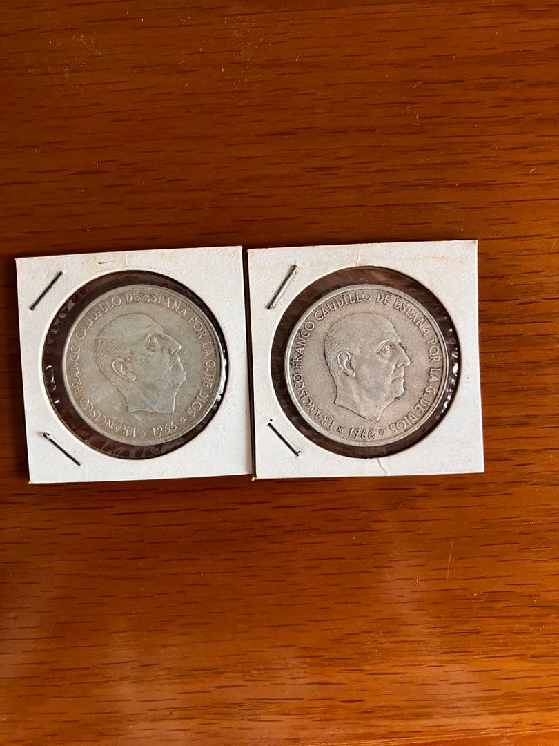 スペイン　100ペセタ　1966年　2枚セット スペイン 1966 100ペセタ銀貨 フランシスコ・フランコ