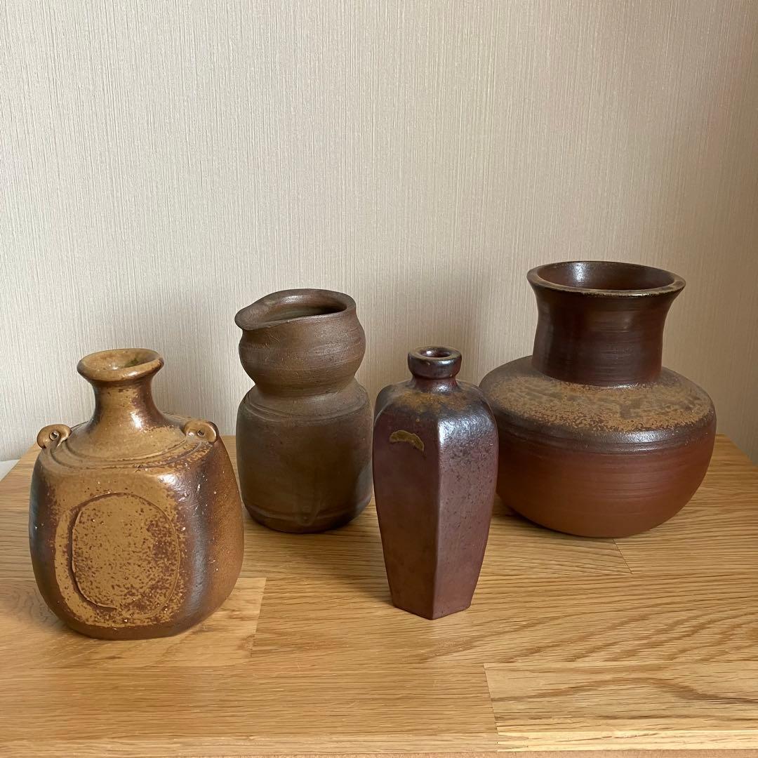 備前焼　花瓶4点セット 備前焼 花入 h2-113 | iichi 日々の暮らしを心地よくするハンドメイド