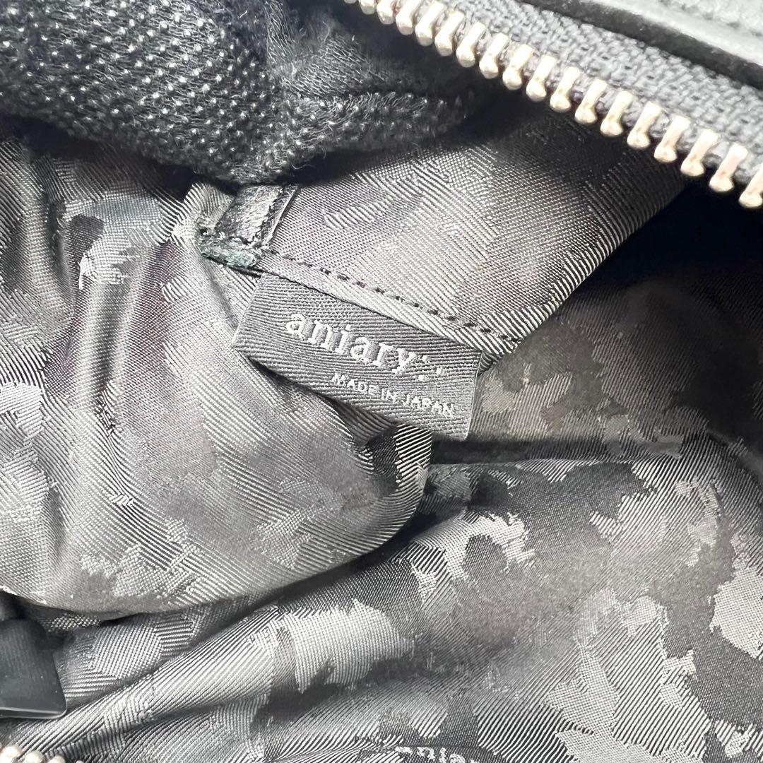 美品✨アニアリ ボディバッグ ハーフムーン レザー ブラック