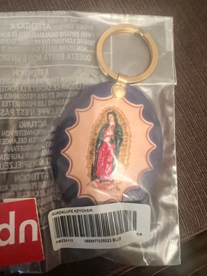 Supreme Guadalupe Leather Keychain Blue