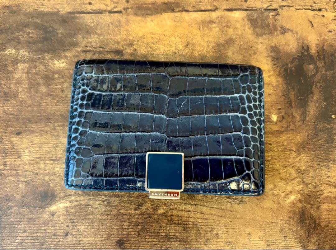 【最終価格】スマイソン　クロコダイル　名刺入れ　カードケース Smythson（スマイソン） カードケース MARA FOLDED C/CASE P STUD マラ