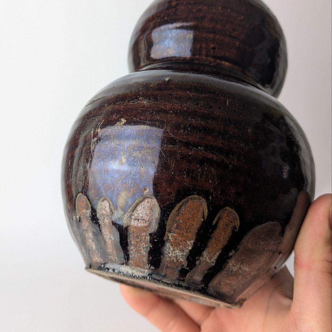 古瀬戸 飴釉 瓢形徳利 共箱 酒器 花生 花入 花器 骨董