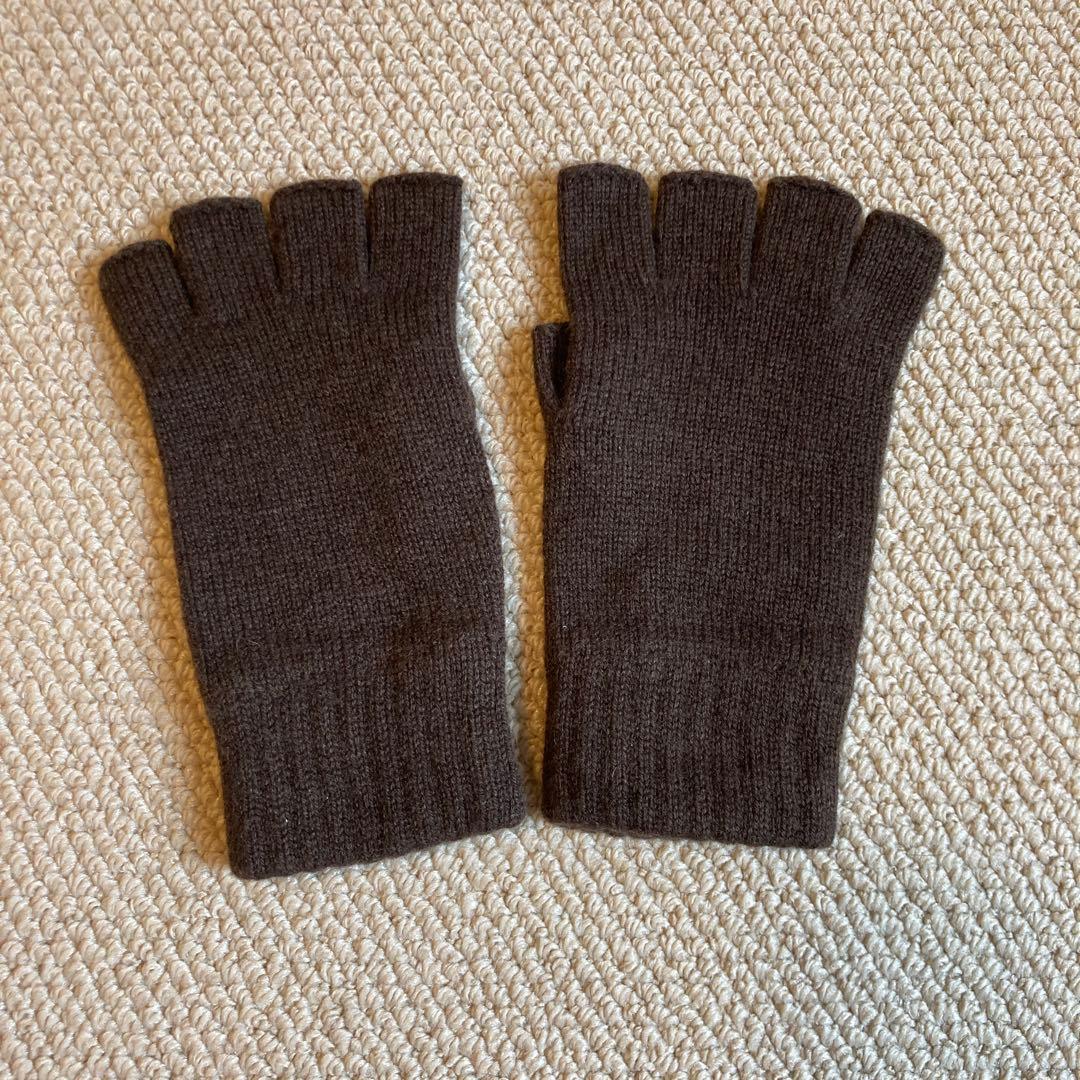 カシミア リストウォーマー 指無し手袋 ブラウン - メルカリ