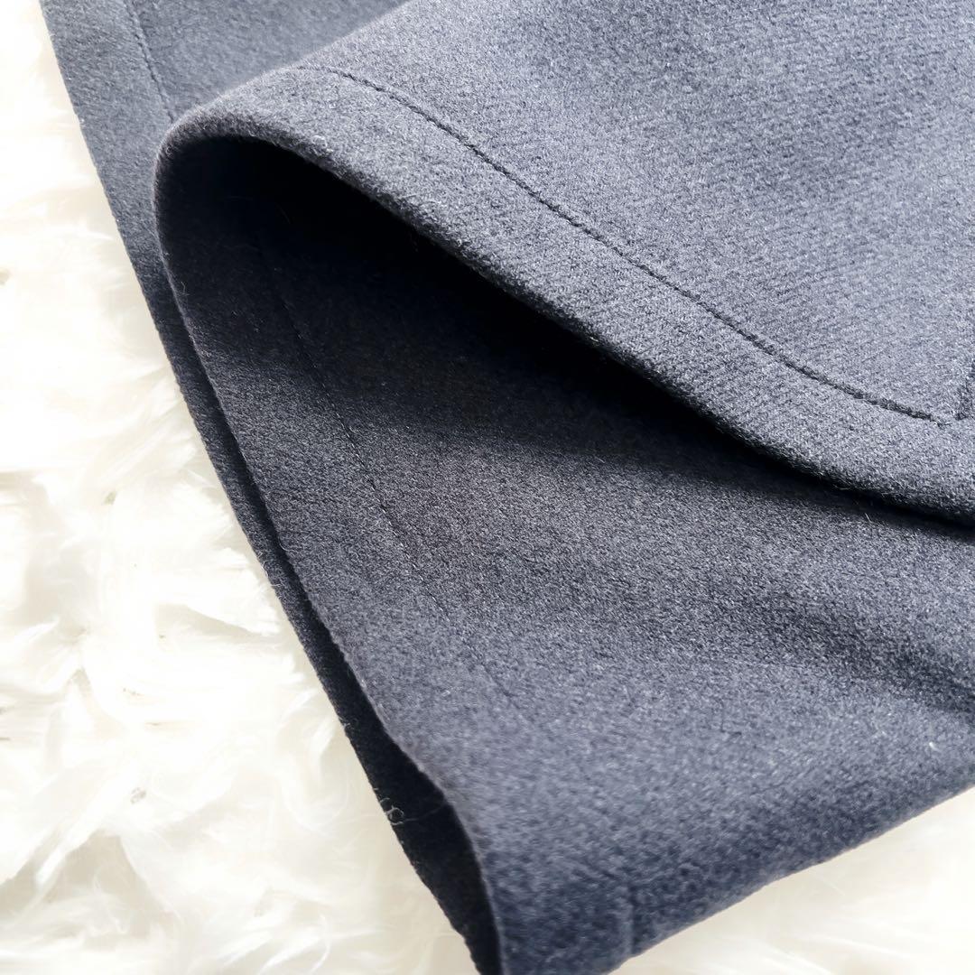 極美品 HERMESエルメス ネイビー ベルト カシミヤ ダブルフェイス