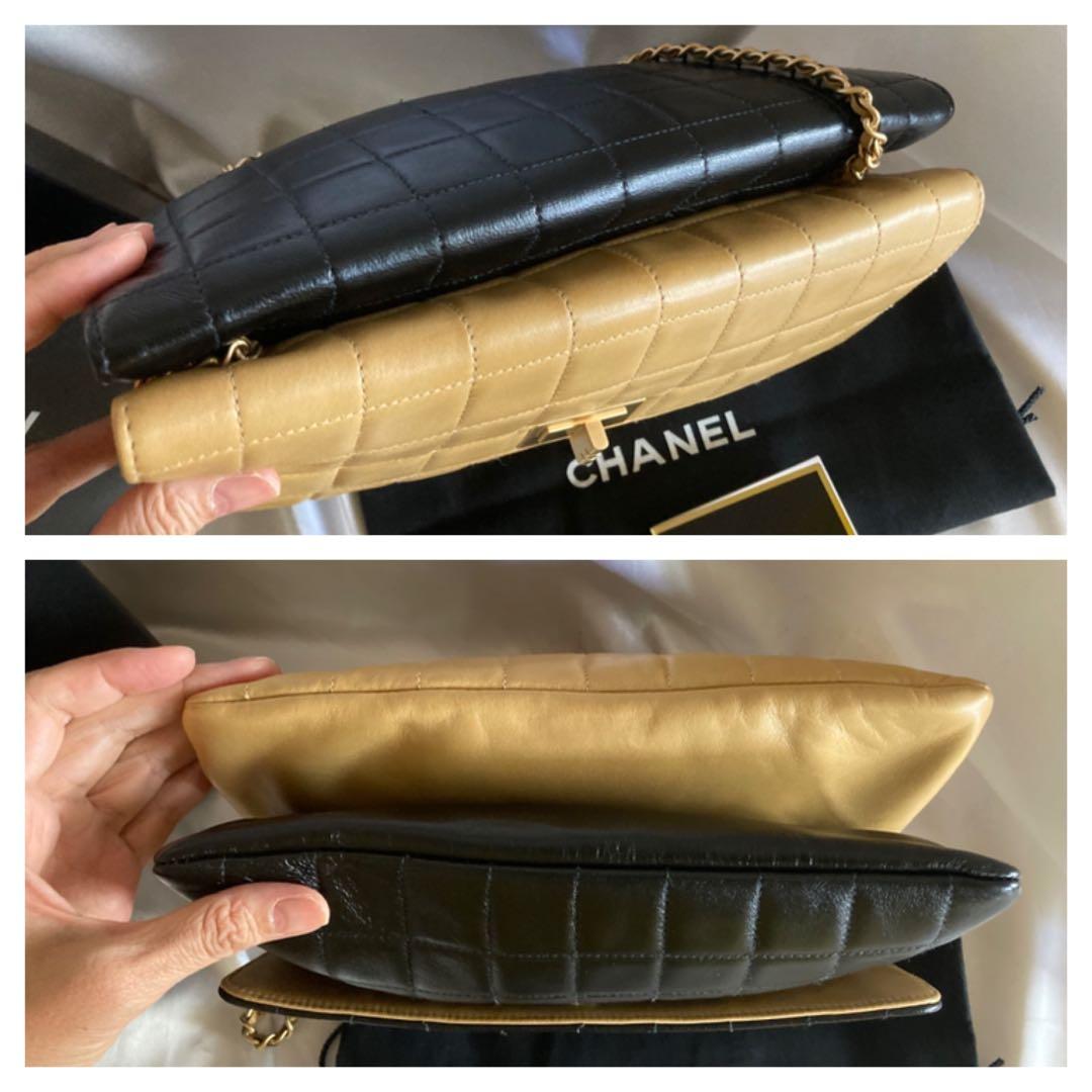 極美品♡ラムスキン チョコバー 2.55 バイカラー チェーンバッグ W