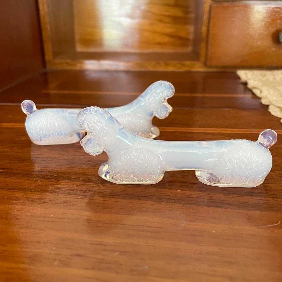 御売約 フランス♡アールデコ プードル オパリン オパルセント ナイフ