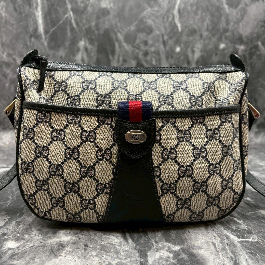 ✨美品✨GUCCI シェリーライン GG ショルダーバッグ ネイビーロゴ