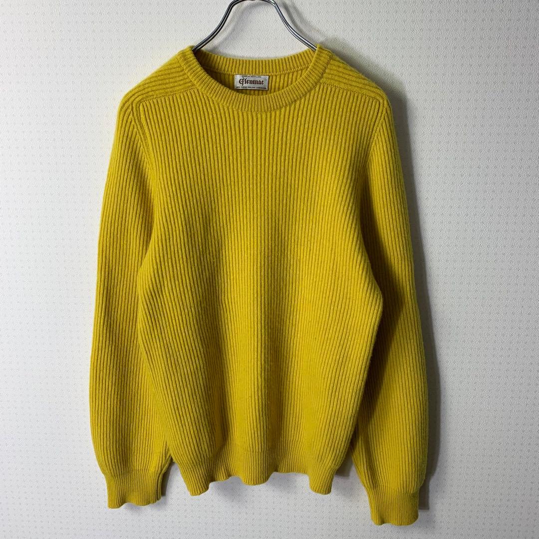 Glenmac スコットランド製 ジーロンラムズウール ニットセーター リブ