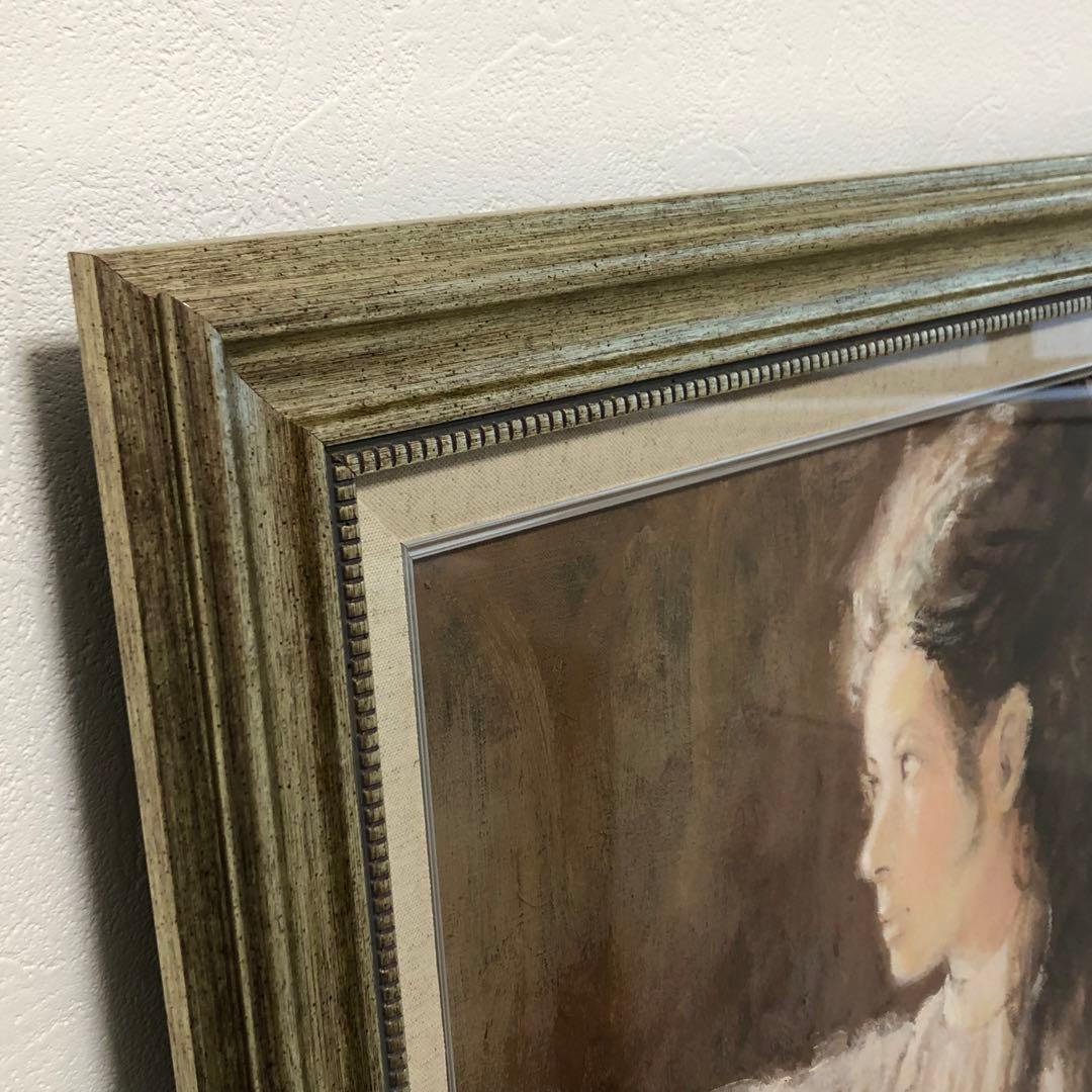 「 椅子にもたれる女」日笠英朗 油絵　★新品の額縁アクリル板