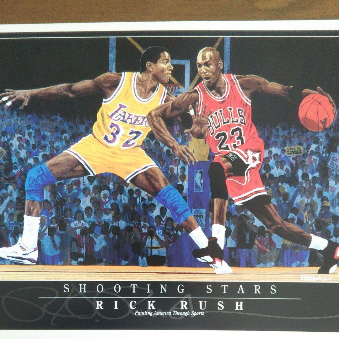 NBA マジックジョンソン マイケルジョーダン リトグラフ アート - メルカリ