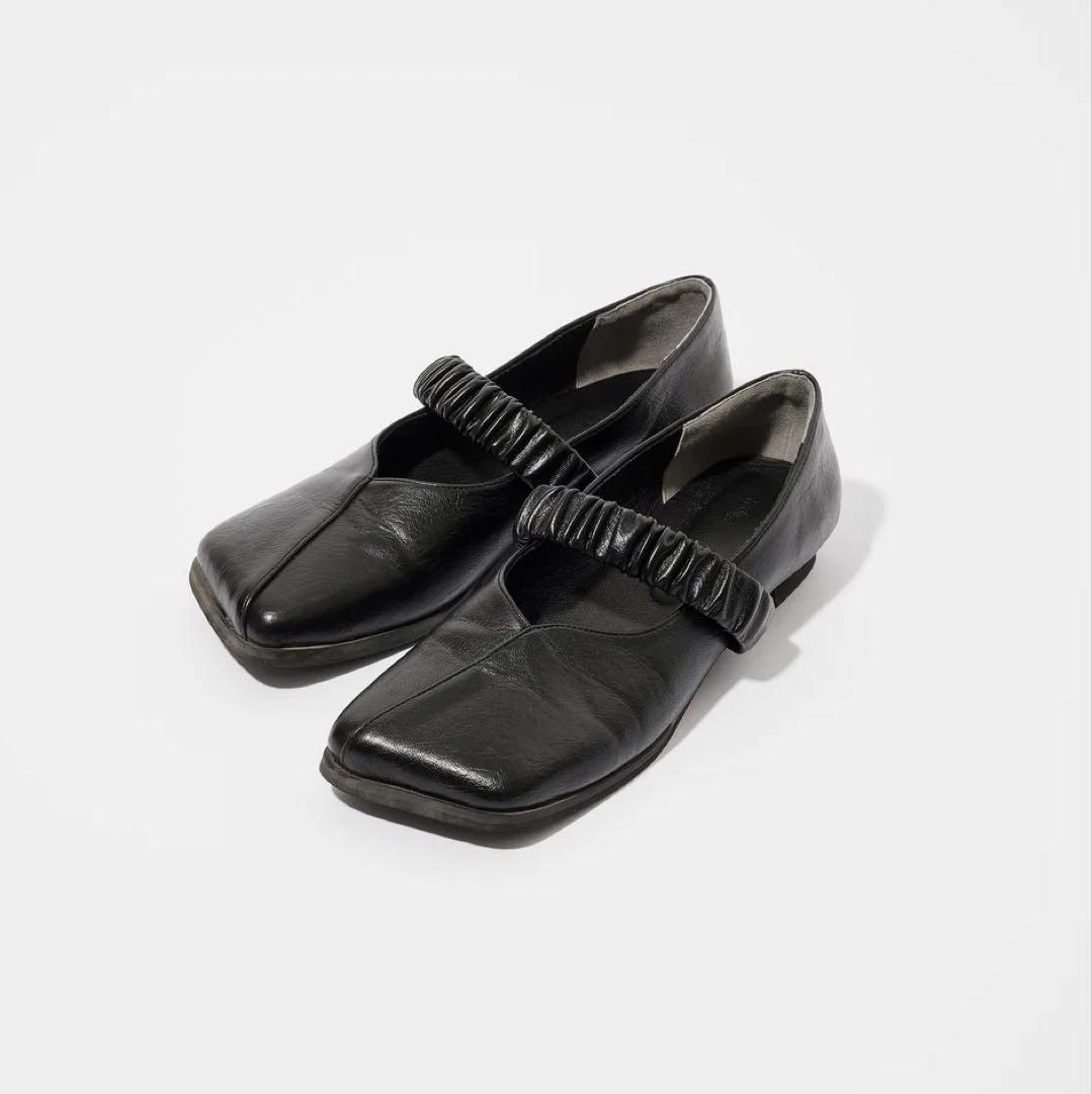 靴 Eaphi SQUARE TOE SHOES ブラック 36 靴
