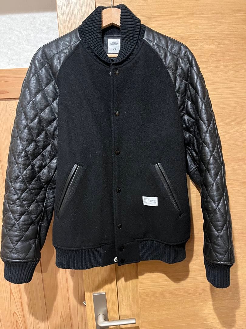 ベドウィン　スタジャン ブラック BEDWIN ベドウィン 袖レザースタジャン 日本製 本革 切替 ロング