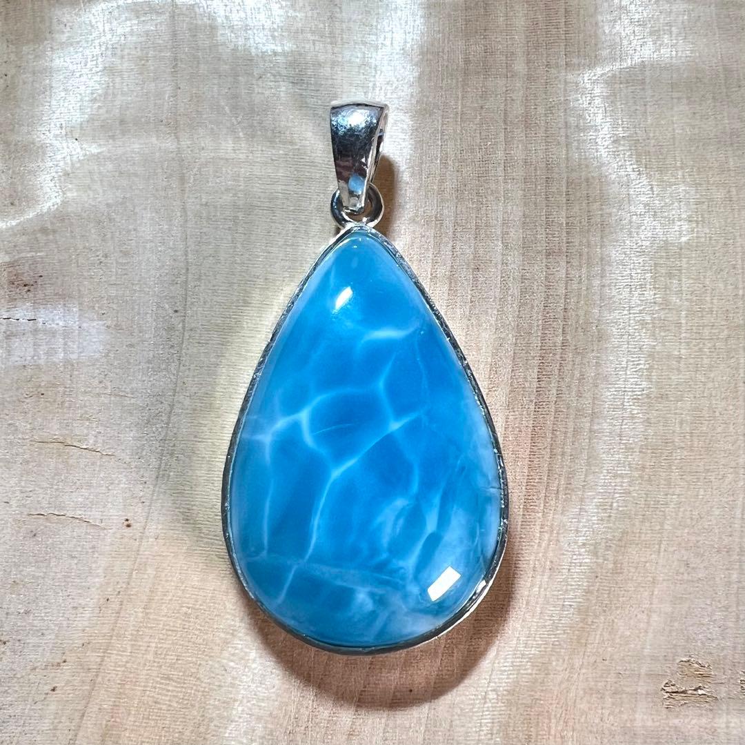 高品質　ラリマー　ペンダント　ネックレス　silver925 3-8 カリブ海の宝石】ラリマーsilver925ネックレス ネックレス・ペンダント