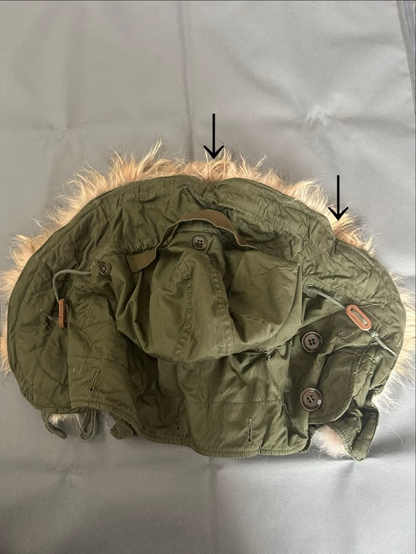 M-51 パーカー用フード ワイヤー折れ2箇所