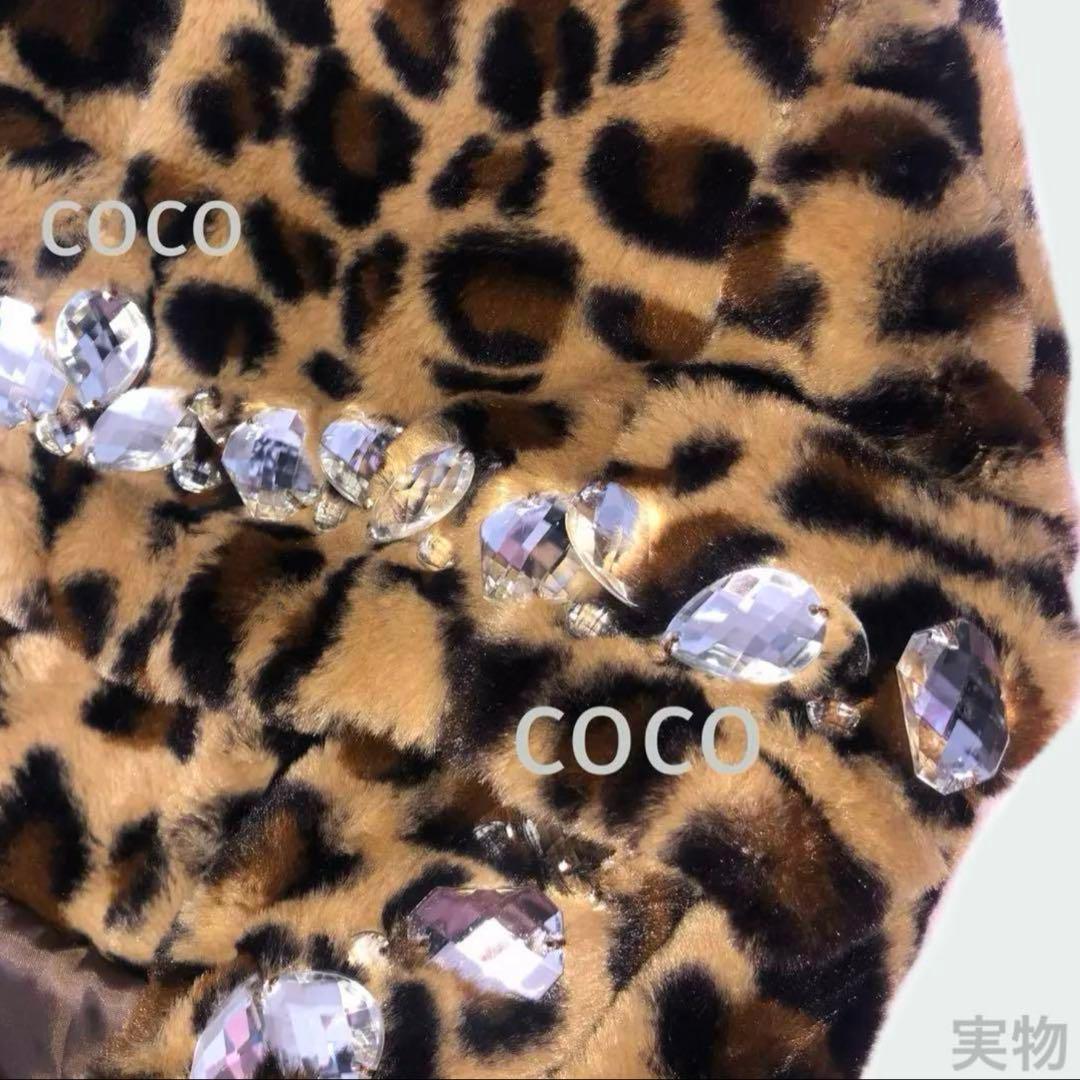ヒョウ柄 ビジュー ファー コート 豹柄レオパード y2k平成ギャル地雷系